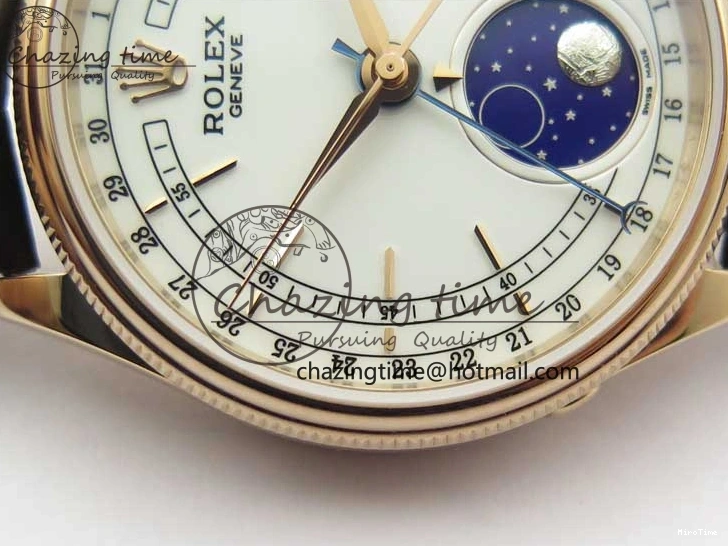 MiroTime 0320 Cellini 50535 Moonphase RG GMF Best Edition White Dial on Brown Leather Strap A Lightweight 2634